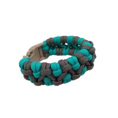 Custom Crossed Chain Sennit Weave Paracord Bracelet Medium - Teal w/Chameleon 21.5 cm