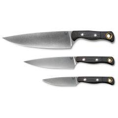 Benchmade Custom 3 Piece Cutlery Set Black Carbon Fiber Handle w/StoneWash Blade Finish