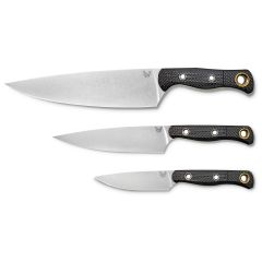 Benchmade Custom 3 Piece Cutlery Set Black Carbon Fiber Handle w/StoneWash Blade Finish