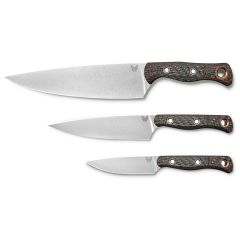 Benchmade Custom 3 Piece Cutlery Set Copper Twill Carbon Fiber Handle w/StoneWash Blade Finish