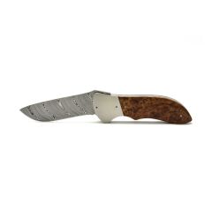 A.W. Paulsen 'Emerson' 'Twist' Damascus Liner Lock Folder w/Black Ash Burl Handle