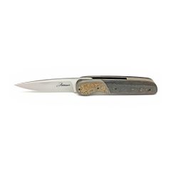 Jaco Schoeman LL Front Flipper Golden Raindrop Fat Carbon Handle w/Engraved Titanium Bolsters