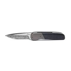 Jaco Schoeman LL Front Flipper Black Raindrop Carbon Fiber Handle w/Bifrost Damasteel Blade