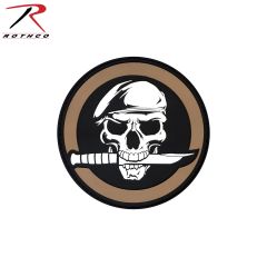 PVC Morale Patch Military Skull & Knife  2.75" Round