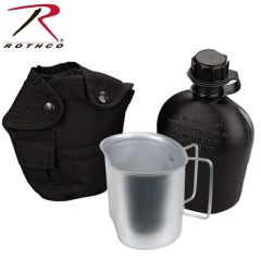 Rothco Canteen w/Aluminum Cup & Black Cover - 3 Piece Kit