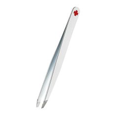 Rubis Slanted Classic Satin Tweezer White w/Swiss Cross