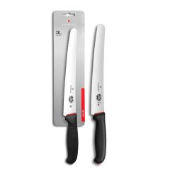 Victorinox Fibrox Dual Grip Bread & Pastry Knife Serrated Black/Red - 26cm Blister