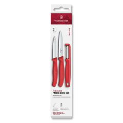 Victorinox Swiss Classic Paring Knife Set w/Iota Peeler, 3 Pieces - Red