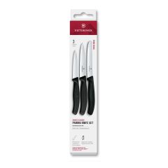 Victorinox Swiss Classic Paring Knife Set Black Serrated/Plain, 3 Pieces - Box