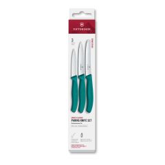 Victorinox Swiss Classic Paring Knife Set Kale Green Serrated/Plain, 3 Pieces - Box