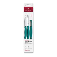 Victorinox Swiss Classic Paring Knife Set w/Iota Peeler, 3 Pieces - Kale Green