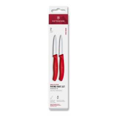 Victorinox Swiss Classic Paring Knife Set Red Serrated/Plain 8cm, 2 Pieces - Box
