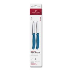 Victorinox Swiss Classic Paring Knife Set Blue Serrated/Plain 8cm, 2 Pieces - Box