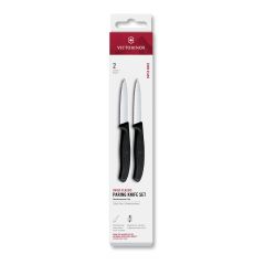 Victorinox Swiss Classic Paring Knife Set Black Serrated/Plain 8cm, 2 Pieces - Box