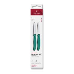 Victorinox Swiss Classic Paring Knife Set Kale Green Serrated/Plain 8cm, 2 Pieces - Box