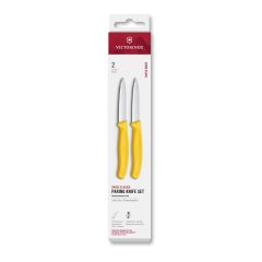 Victorinox Swiss Classic Paring Knife Set Yellow Serrated/Plain 8cm, 2 Pieces - Box