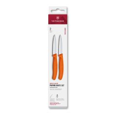 Victorinox Swiss Classic Paring Knife Set Orange Serrated/Plain 8cm, 2 Pieces - Box