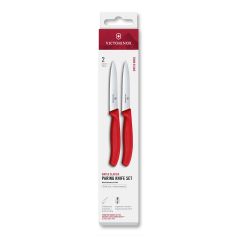 Victorinox Swiss Classic Paring Knife Set Red Serrated/Plain 10cm, 2 Pieces - Box