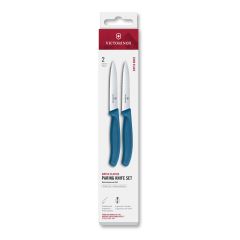 Victorinox Swiss Classic Paring Knife Set Blue Serrated/Plain 10cm, 2 Pieces - Box