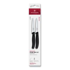 Victorinox Swiss Classic Paring Knife Set Black Serrated/Plain 10cm, 2 Pieces - Box