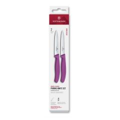 Victorinox Swiss Classic Paring Knife Set Purple Serrated/Plain 10cm, 2 Pieces - Box