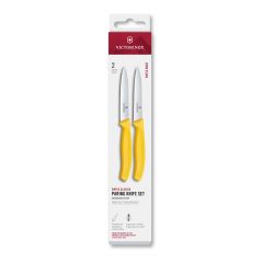 Victorinox Swiss Classic Paring Knife Set Yellow Serrated/Plain 10cm, 2 Pieces - Box