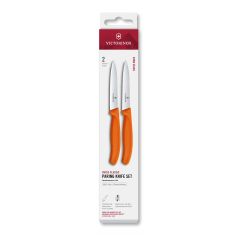 Victorinox Swiss Classic Paring Knife Set Orange Serrated/Plain 10cm, 2 Pieces - Box