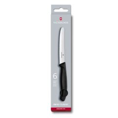 Victorinox Swiss Classic RECCE 6 Piece Tomato and Table Knife Set - Serrated Round - Black