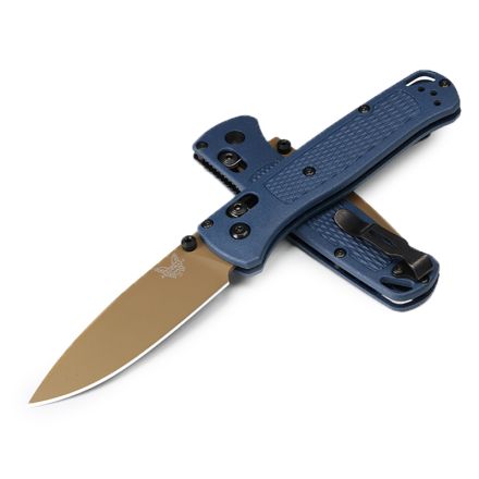 Benchmade Bugout Crater Blue Grivory Handle w/Flat Dark Earth Cerakote Blade Finish