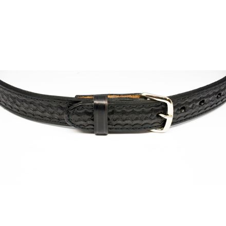 Leather Belt 30mm Double Layer Basketweave Size 38 - Black