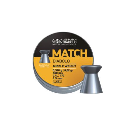 JSB Match Diabolo Middle Weight Pellets .177/4.51 mm - 500 Pieces