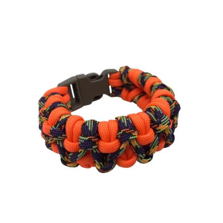 Custom Crossed Chain Sennit Weave Paracord Bracelet Medium - Orange w/Zombie Tracer 21 cm