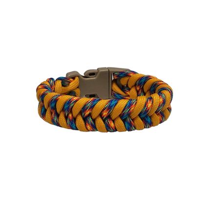 Custom Fishtail Weave Paracord Bracelet Medium - Gold w/Fire & Ice 20.5 cm