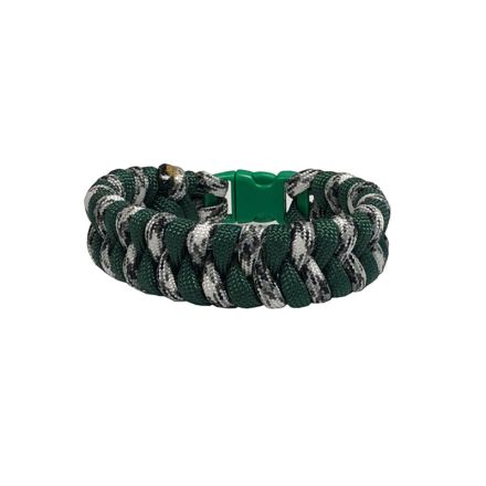 Custom Fishtail Weave Paracord Bracelet Medium - Green w/Snow Camo 20.5 cm
