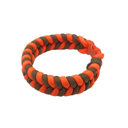 Custom Fishtail Weave Paracord Bracelet Medium - Orange w/OD Green 21 cm