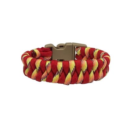 Custom Fishtail Weave Paracord Bracelet Medium - Red w/Yellow Red & Black Tracer 21 cm