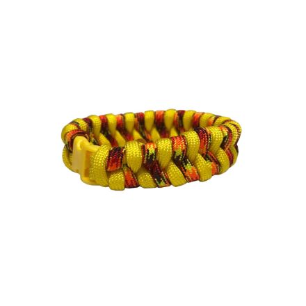 Custom Fishtail Weave Paracord Bracelet Medium - Yellow w/FireBall 20 cm