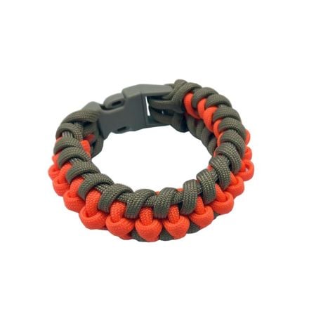 Custom Raid Knot Weave Paracord Bracelet Medium - Orange w/Tan 21.5 cm