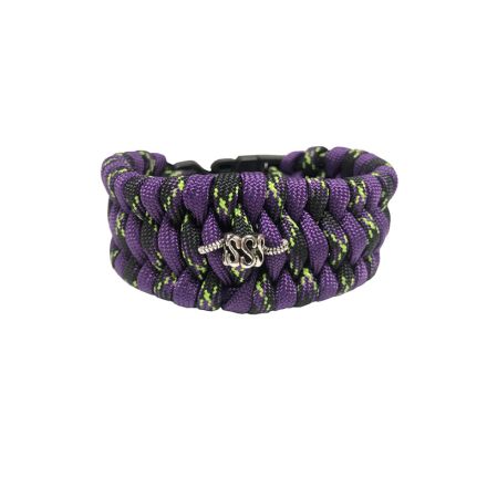Custom Trilobite Weave Paracord Bracelet w/Decorative Bead Medium -  Purple w/Zombie UD 21 cm