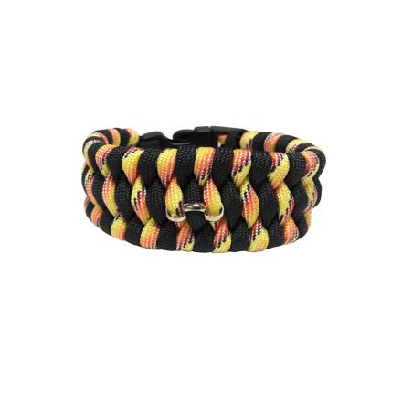 Custom Trilobite Weave Paracord Bracelet w/Decorative Rings Medium -  Sunset w/Black 20.5 cm