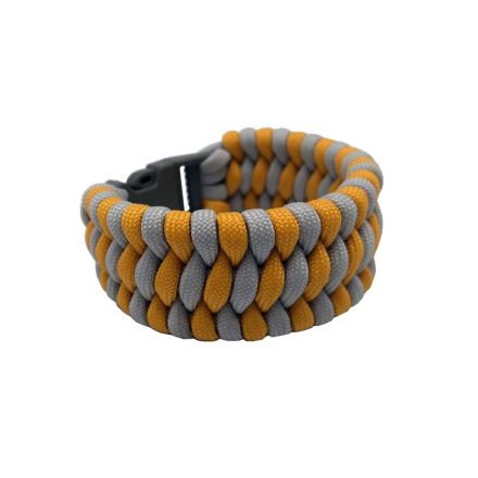 Custom Trilobite Weave Paracord Bracelet Medium - Yellow w/Grey 21.5 cm