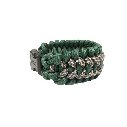 Custom Trilobite Jaw Bone Weave Paracord Bracelet Medium -  Green w/Urban Camo 19.5 cm