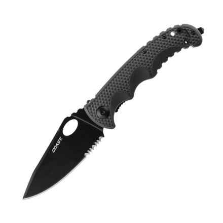 Coast TX395 Tactical Double Lock w/Partially Serrated Black Blade - Blister