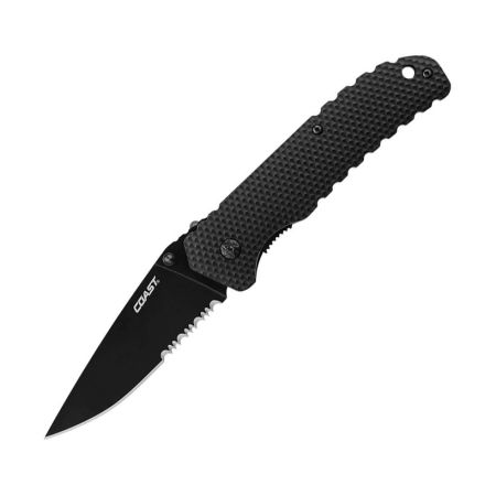 Coast DX344 Double Lock w/Partially Serrated Black Blade - Blister