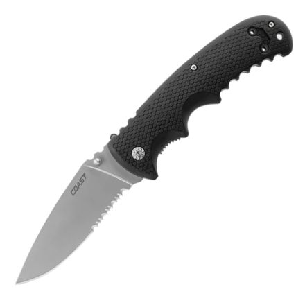 Coast DX318 Double Lock Black w/Partially Serrated Blade - Blister
