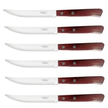 Di Solle SolleWood Serrated Steak Knife Set  6 Piece - Blister Pack