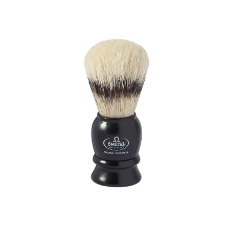 Omega Shaving Brush Pure Bristle - Black Handle
