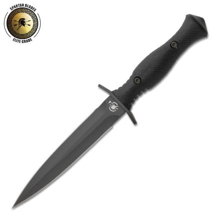 Spartan Harsey Dagger Black Micarta Handle w/SpartaCoat PVD Black Blade Coating & Black Kydex Belt Loop Sheath