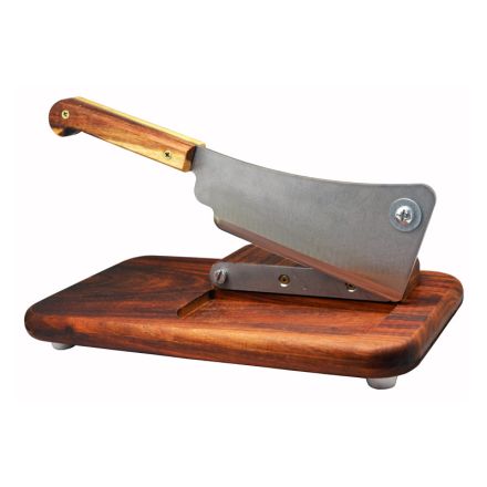 Biltong Cutter Deluxe Kiaat Wood w/Cleaver Blade