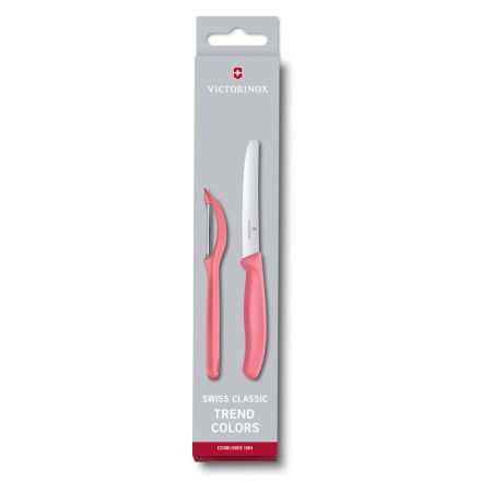Victorinox Swiss Classic Trend Colours Paring Knife Set w/Universal Peeler 2 Piece - Light Red